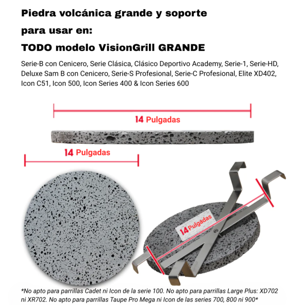 Piedra de lava y soporte